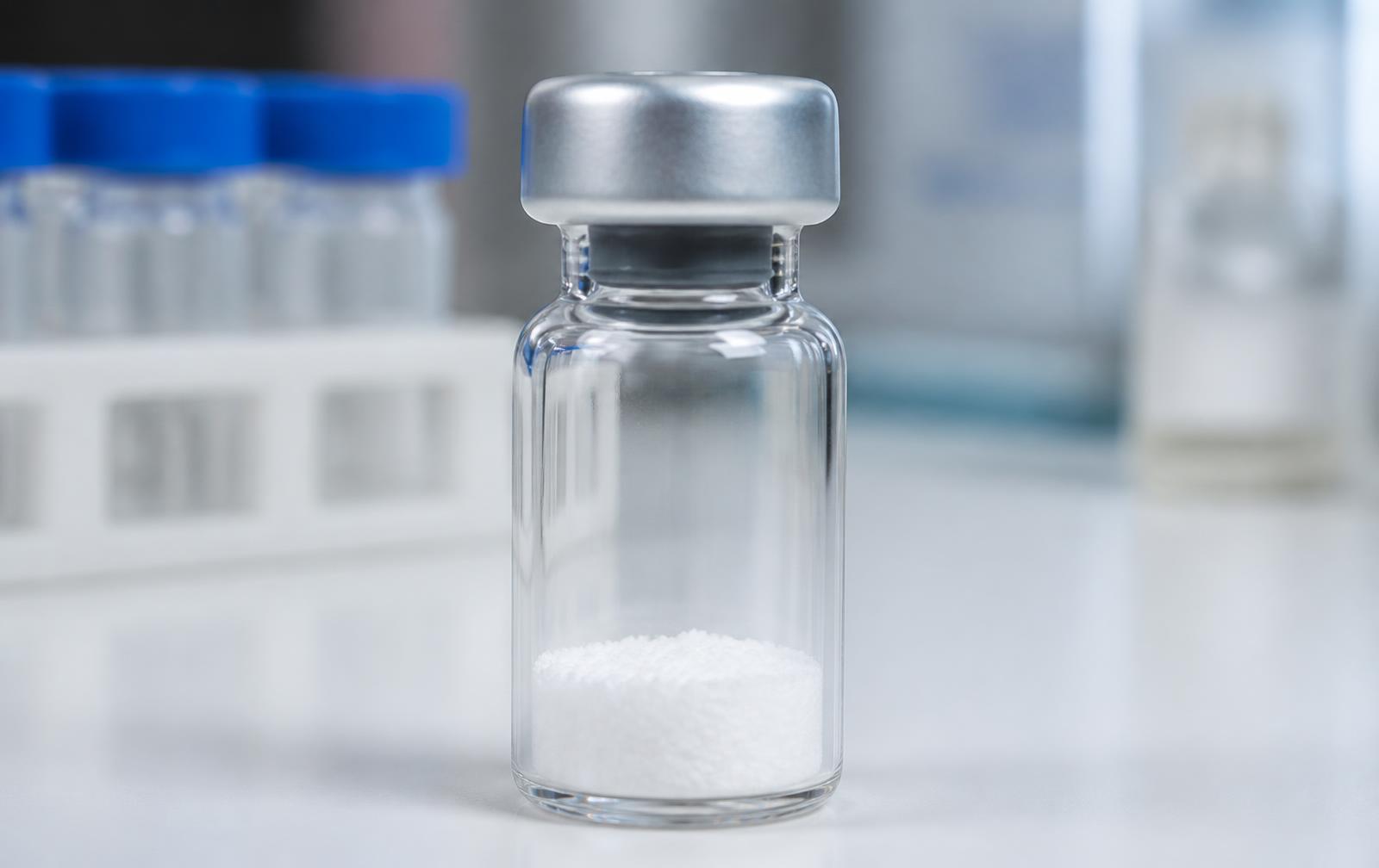 Research-grade vials arrive lyophilised and are reconstituted under laboratory conditions.